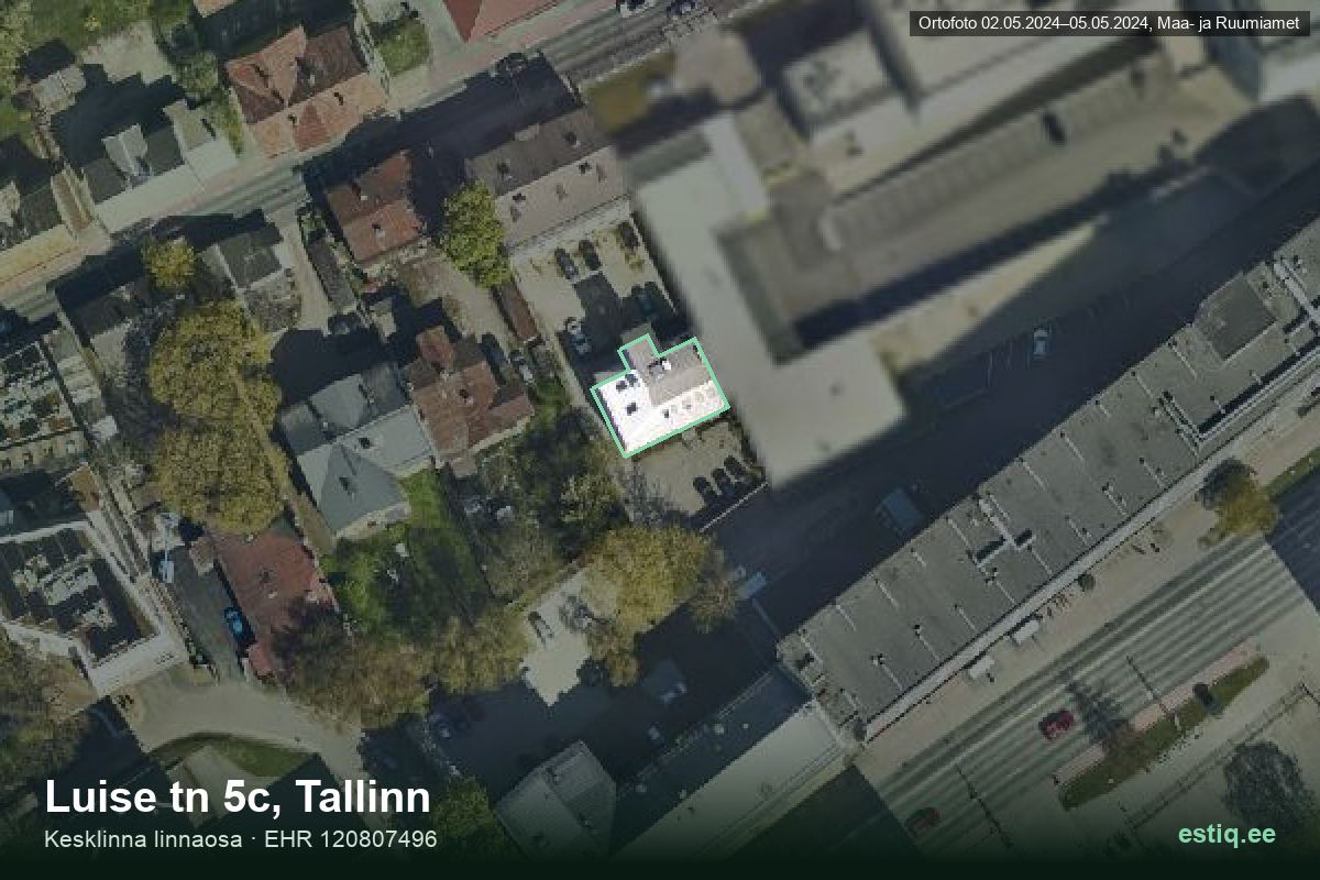 Luise tänav 5c, Tallinn – аэрофото дома, контур по данным регистра строений (EHR)