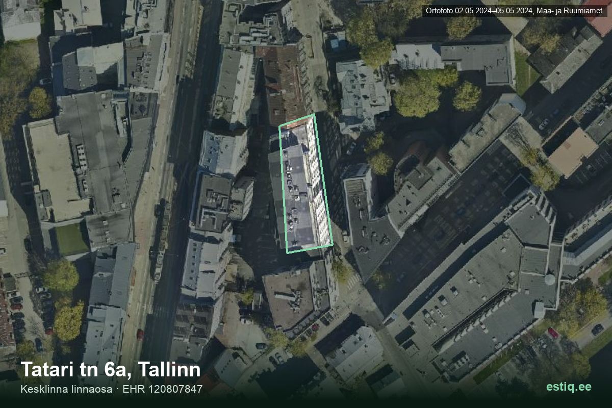 Tatari tänav 6a, Tallinn – aerial photo of the building, outline from the Building Register (EHR)