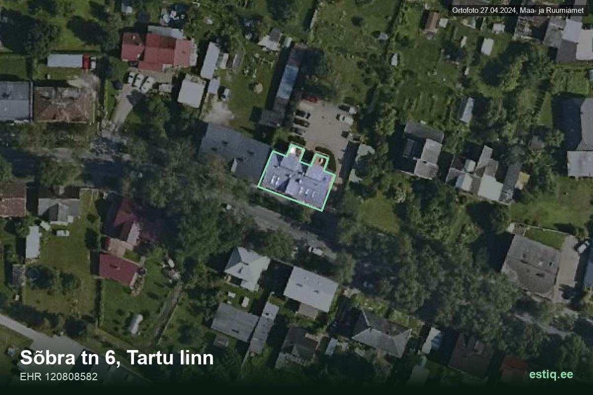 Sõbra tänav 6, Tartu – aerial photo of the building, outline from the Building Register (EHR)