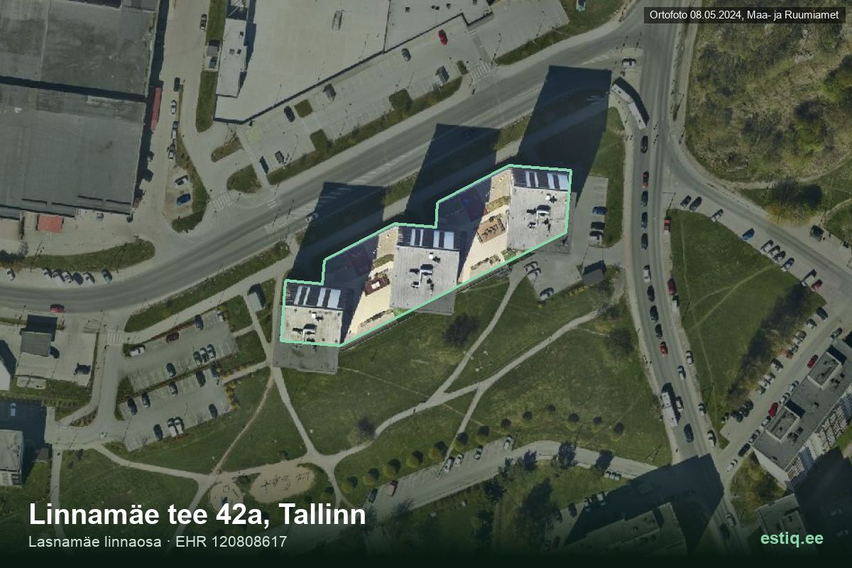 Linnamäe tee 42a, Tallinn – hoone aerofoto, kontuur ehitisregistri (EHR) andmetest