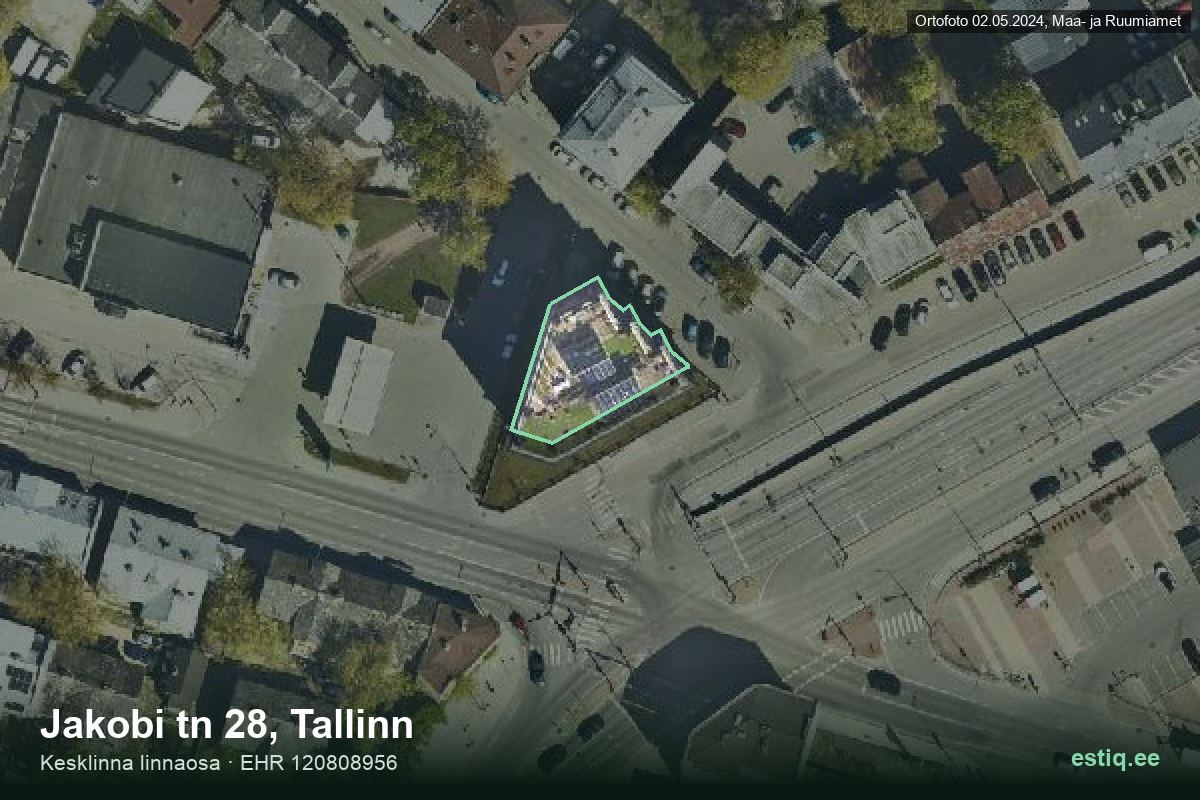 Jakobi tänav 28, Tallinn – аэрофото дома, контур по данным регистра строений (EHR)