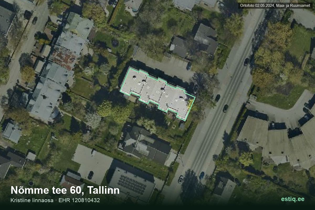 Nõmme tee 60, Tallinn – hoone aerofoto, kontuur ehitisregistri (EHR) andmetest