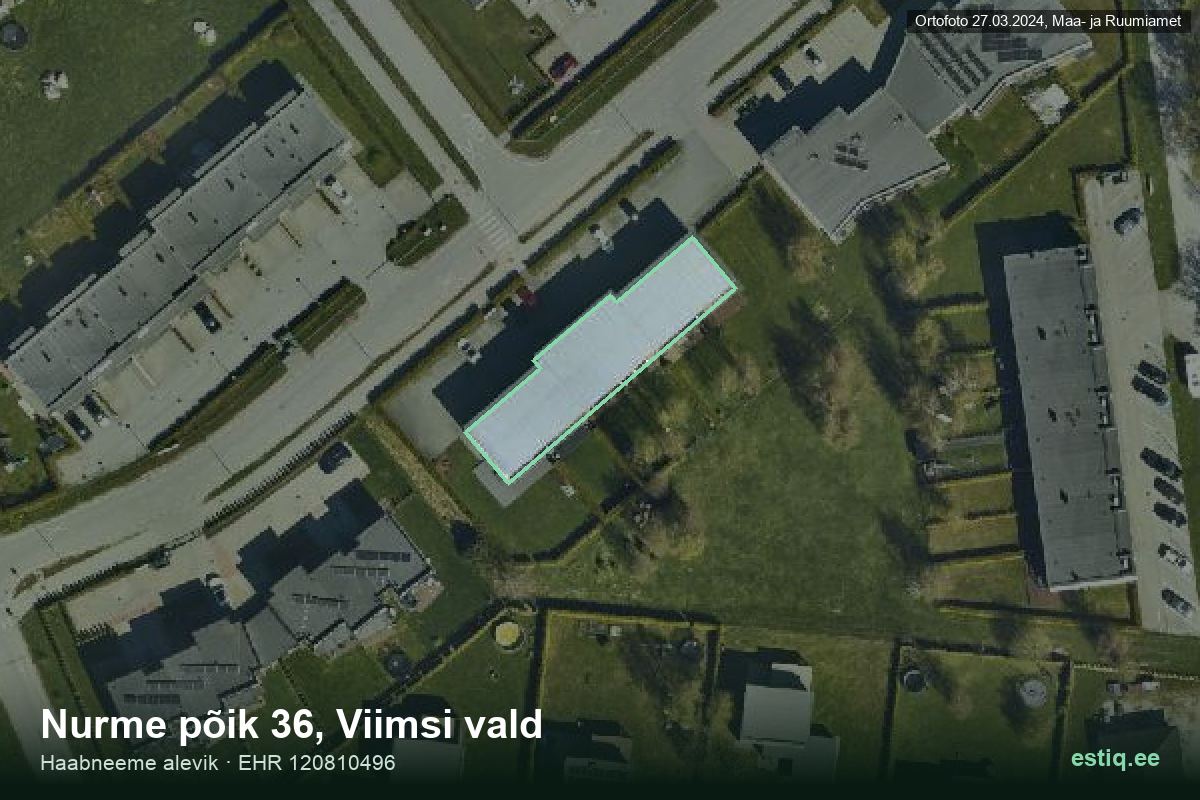 Nurme põik 36, Viimsi – aerial photo of the building, outline from the Building Register (EHR)