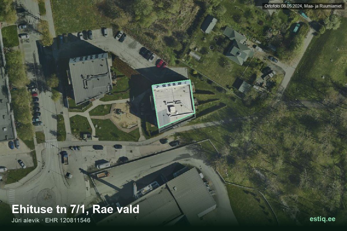 Ehituse tänav 7/1, Rae – aerial photo of the building, outline from the Building Register (EHR)
