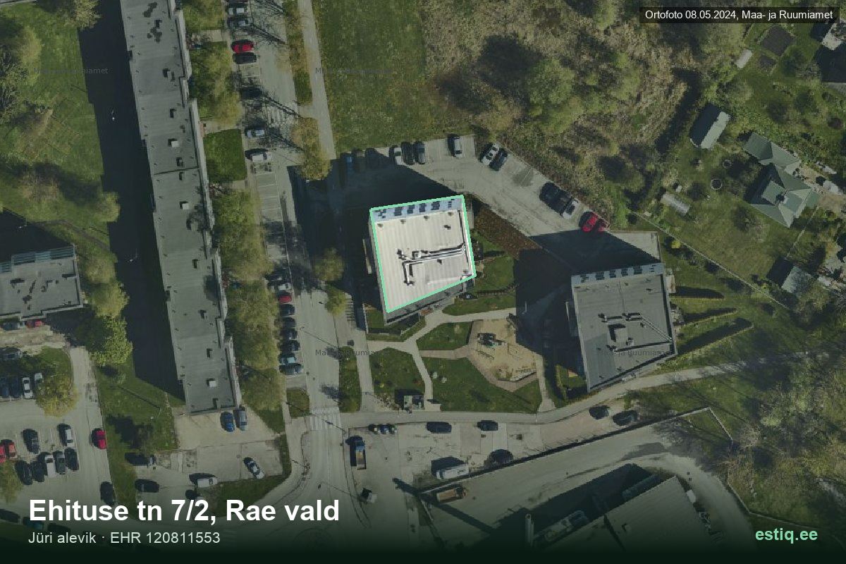 Ehituse tänav 7/2, Rae – aerial photo of the building, outline from the Building Register (EHR)