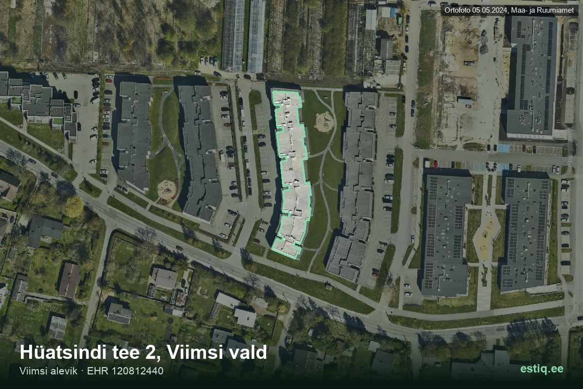 Hüatsindi tee 2, Viimsi – ilmakuva rakennuksesta, ääriviiva rakennusrekisteristä (EHR)