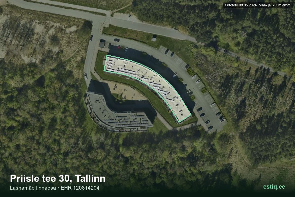Priisle tee 30, Tallinn – hoone aerofoto, kontuur ehitisregistri (EHR) andmetest