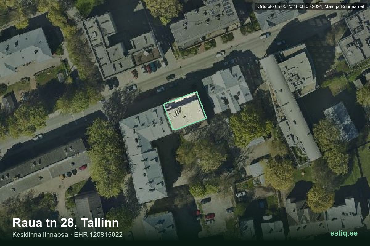 Raua tänav 28, Tallinn – aerial photo of the building, outline from the Building Register (EHR)