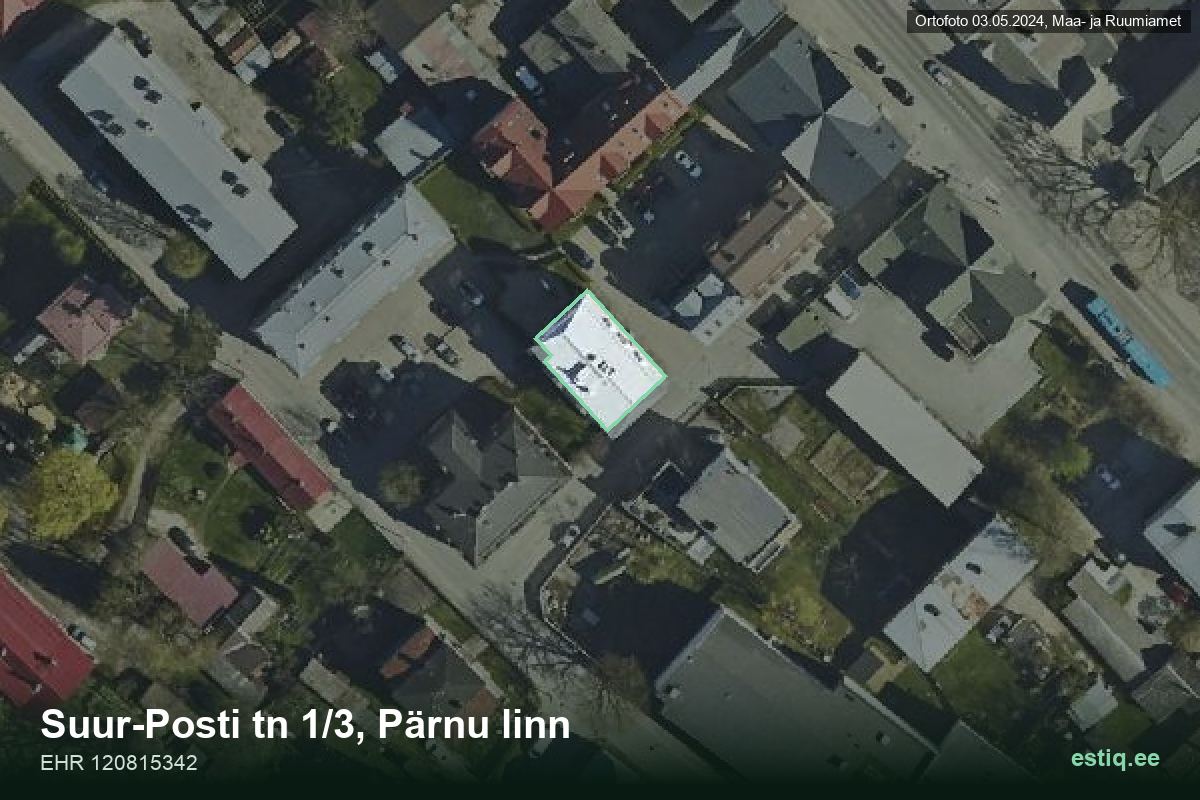 Suur-Posti tänav 1/3, Pärnu – aerial photo of the building, outline from the Building Register (EHR)