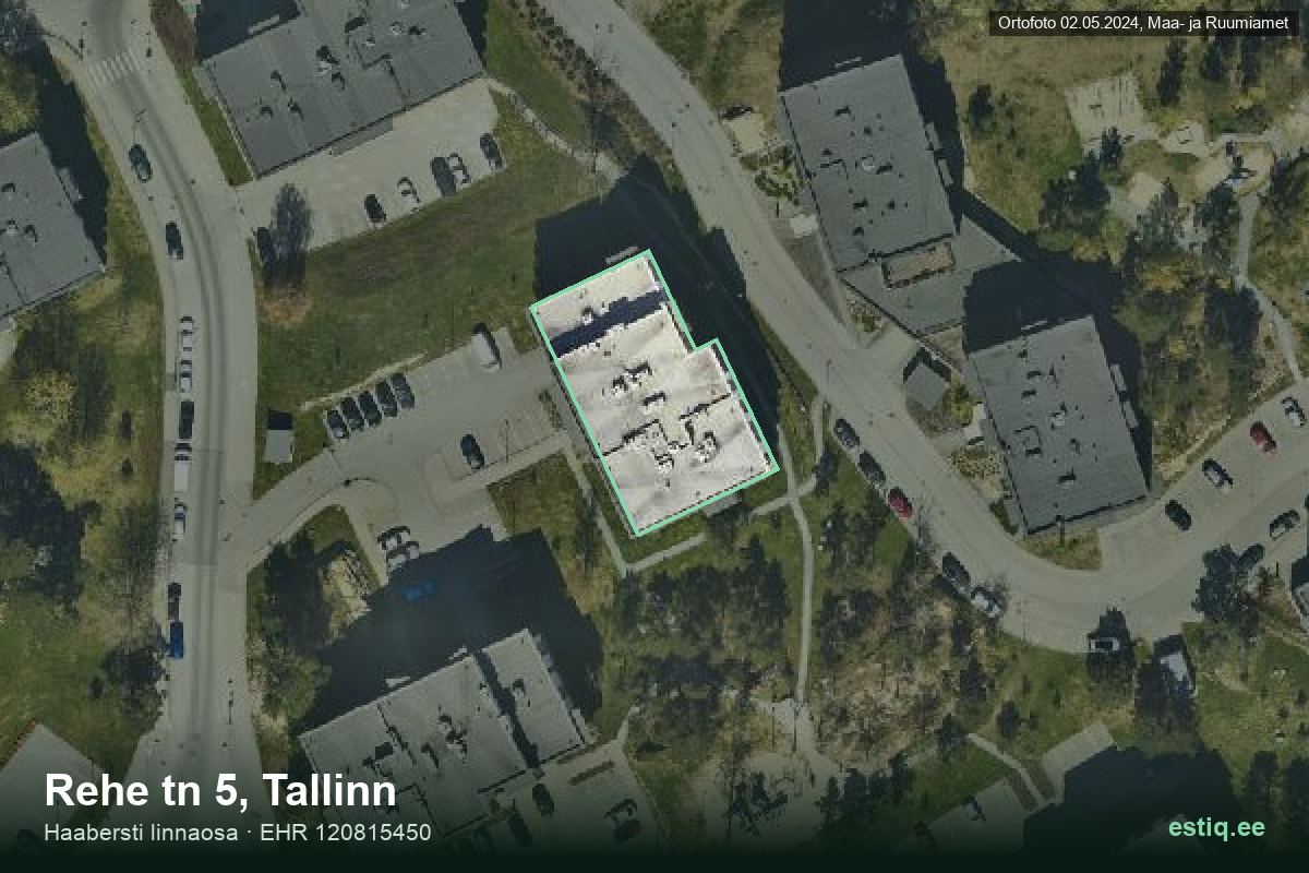 Rehe tänav 5, Tallinn – hoone aerofoto, kontuur ehitisregistri (EHR) andmetest