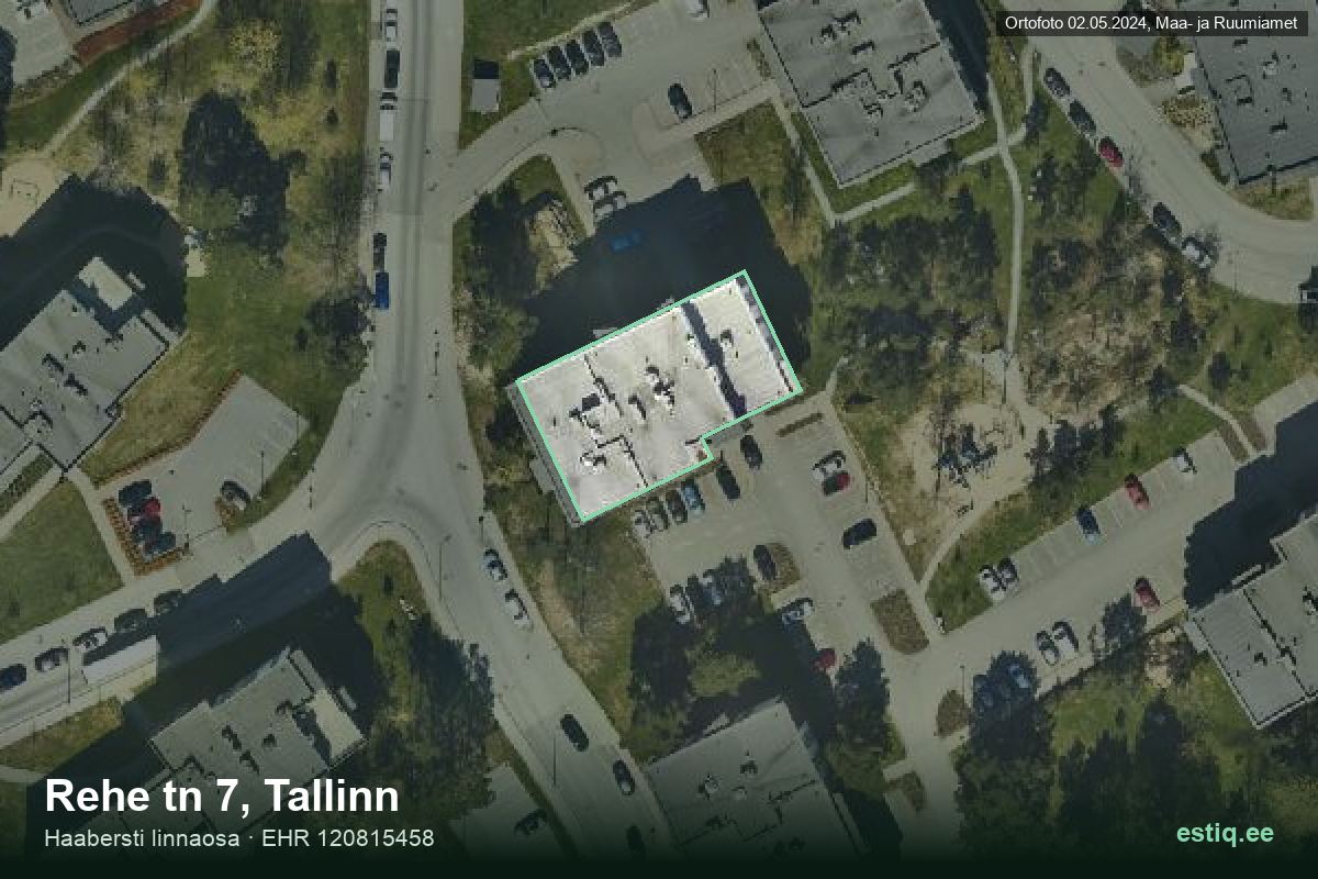 Rehe tänav 7, Tallinn – hoone aerofoto, kontuur ehitisregistri (EHR) andmetest
