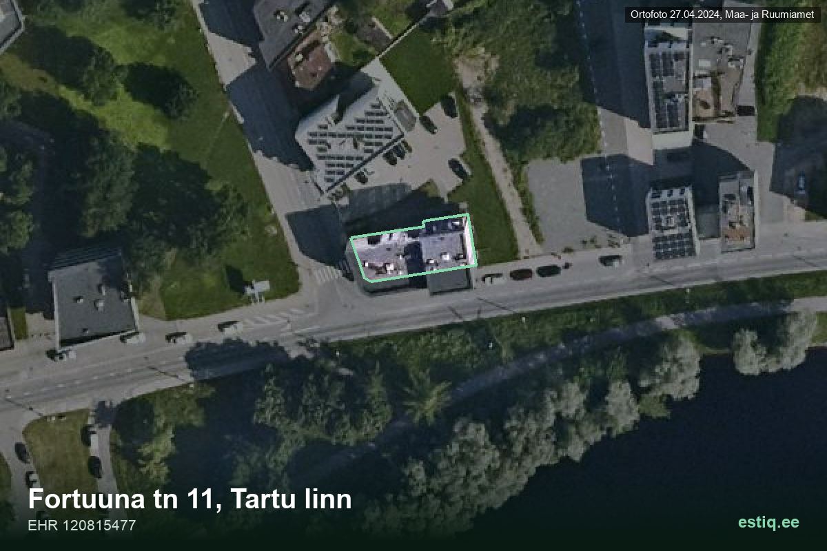 Fortuuna tänav 11, Tartu – hoone aerofoto, kontuur ehitisregistri (EHR) andmetest