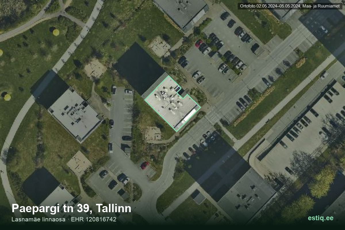 Paepargi tänav 39, Tallinn – hoone aerofoto, kontuur ehitisregistri (EHR) andmetest