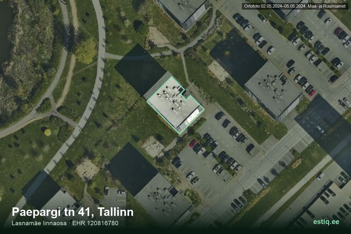 Paepargi tänav 41, Tallinn – hoone aerofoto, kontuur ehitisregistri (EHR) andmetest