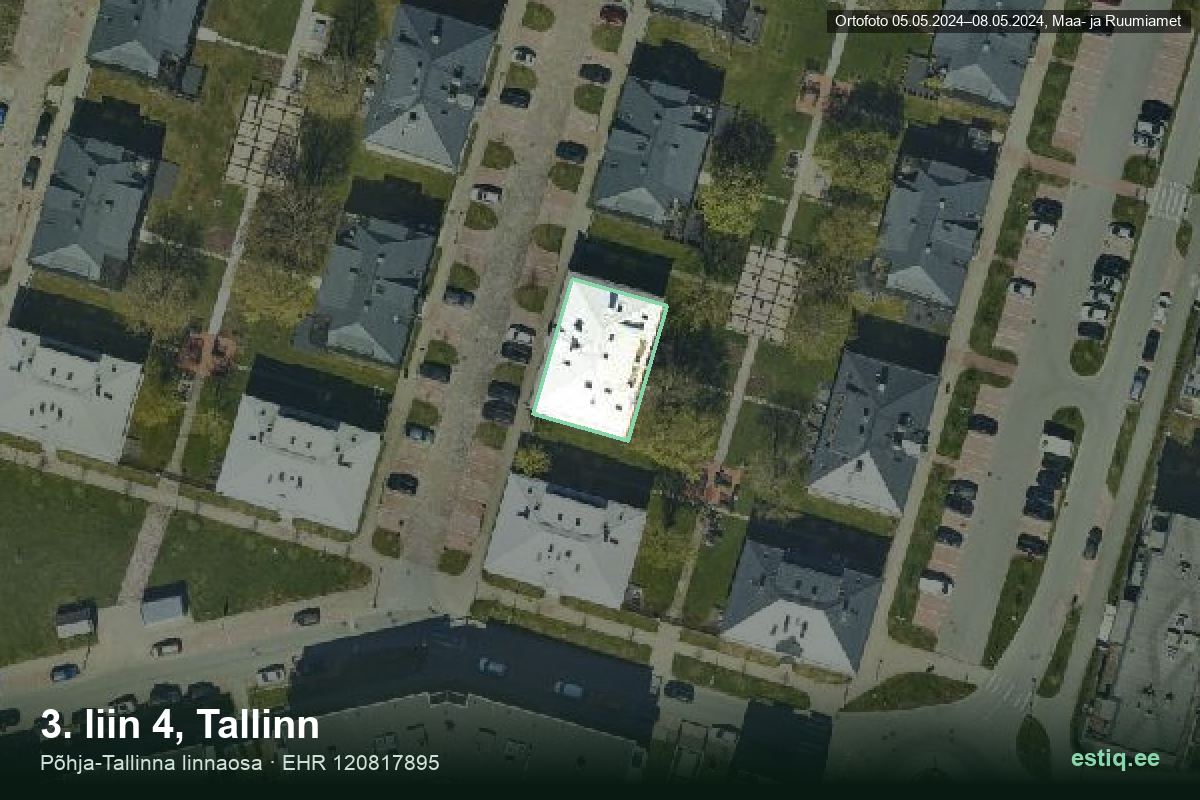 3. liin 4, Tallinn – hoone aerofoto, kontuur ehitisregistri (EHR) andmetest