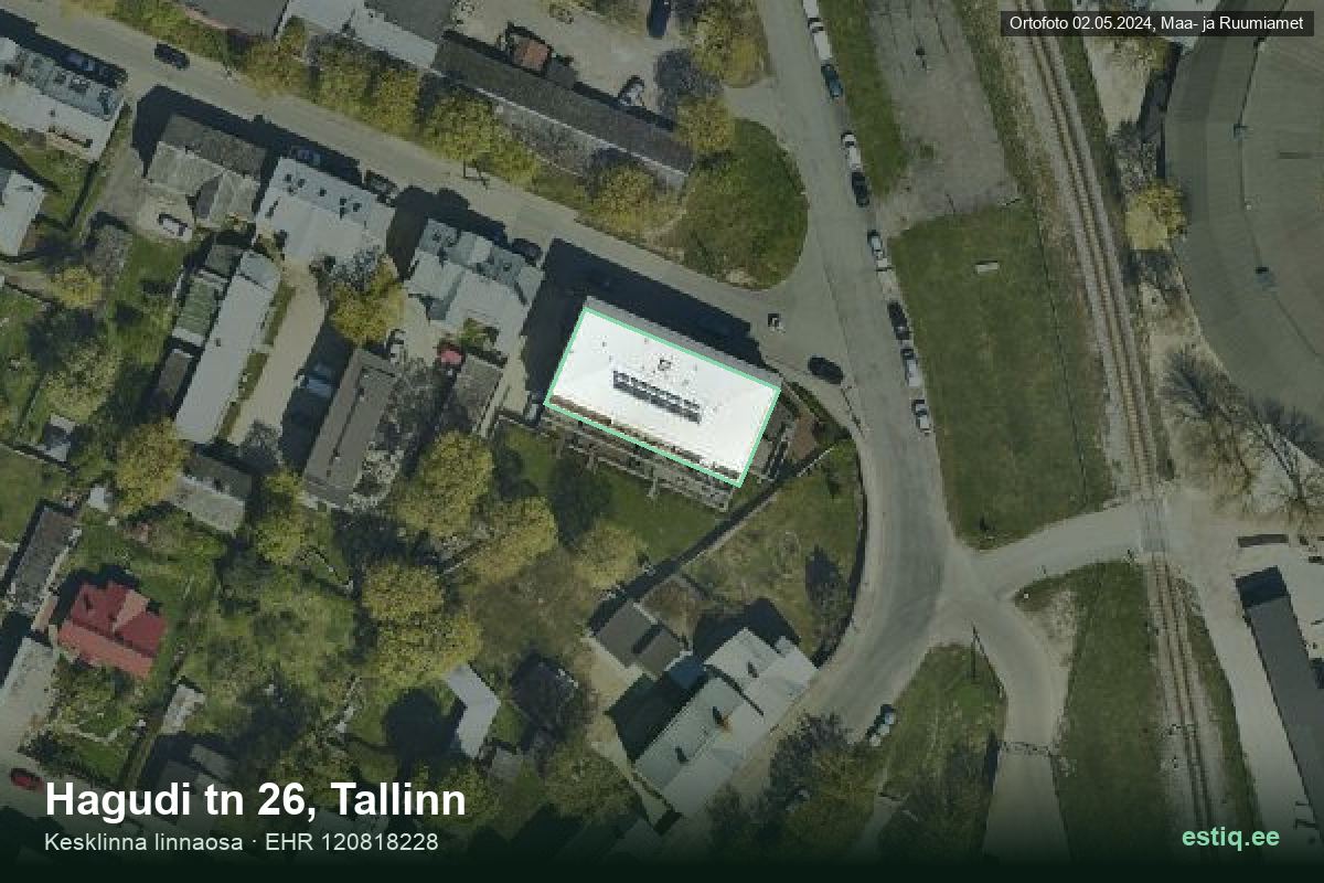 Hagudi tänav 26, Tallinn – ilmakuva rakennuksesta, ääriviiva rakennusrekisteristä (EHR)