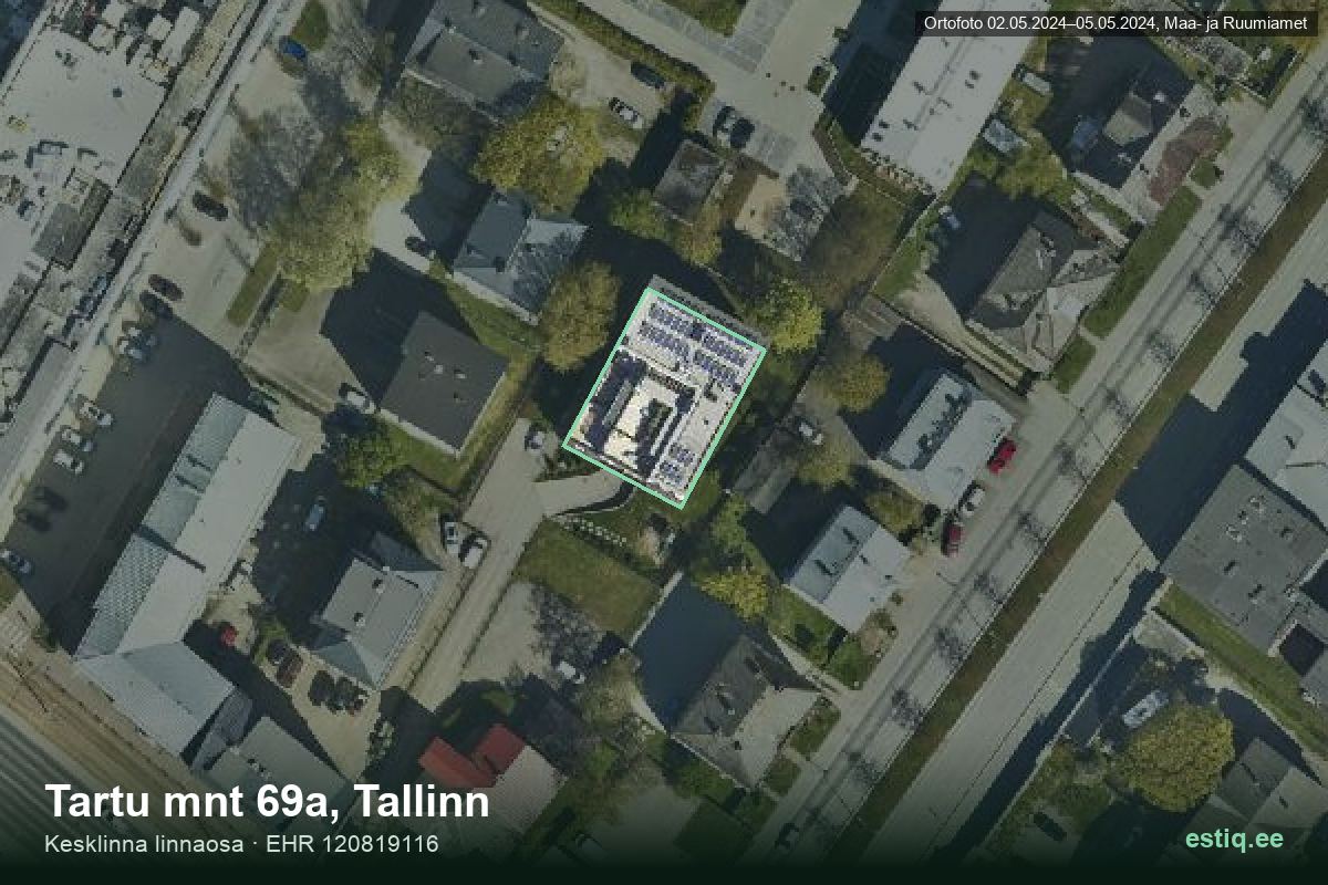 Tartu mnt 69a, Tallinn – aerial photo of the building, outline from the Building Register (EHR)