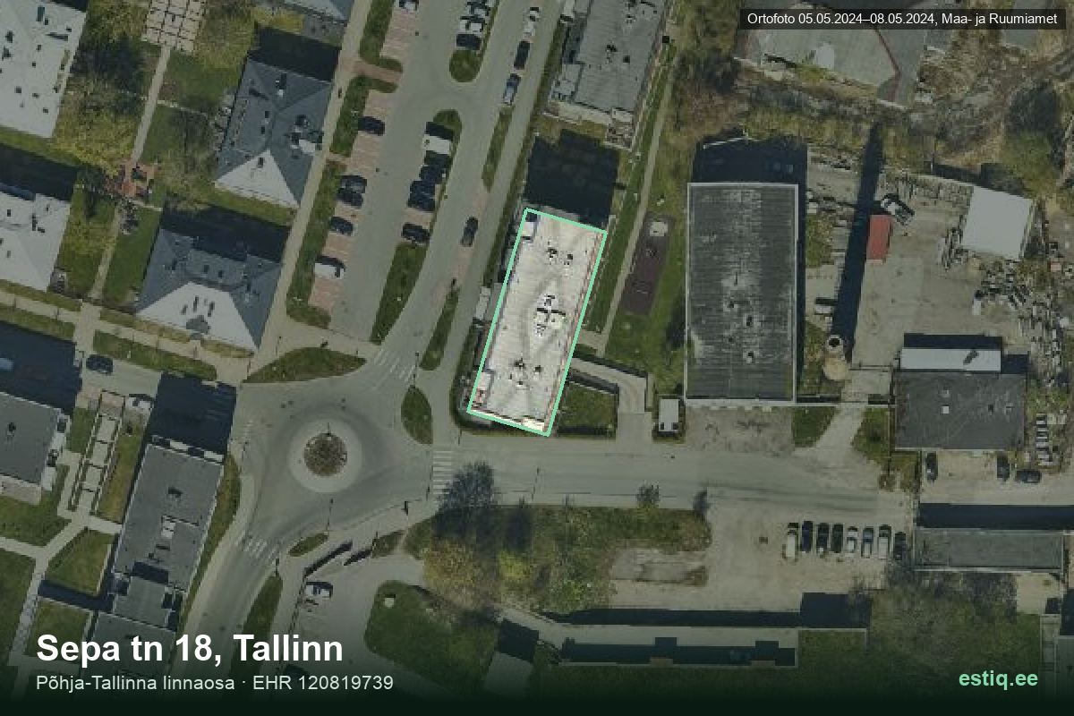 Sepa tänav 18, Tallinn – hoone aerofoto, kontuur ehitisregistri (EHR) andmetest