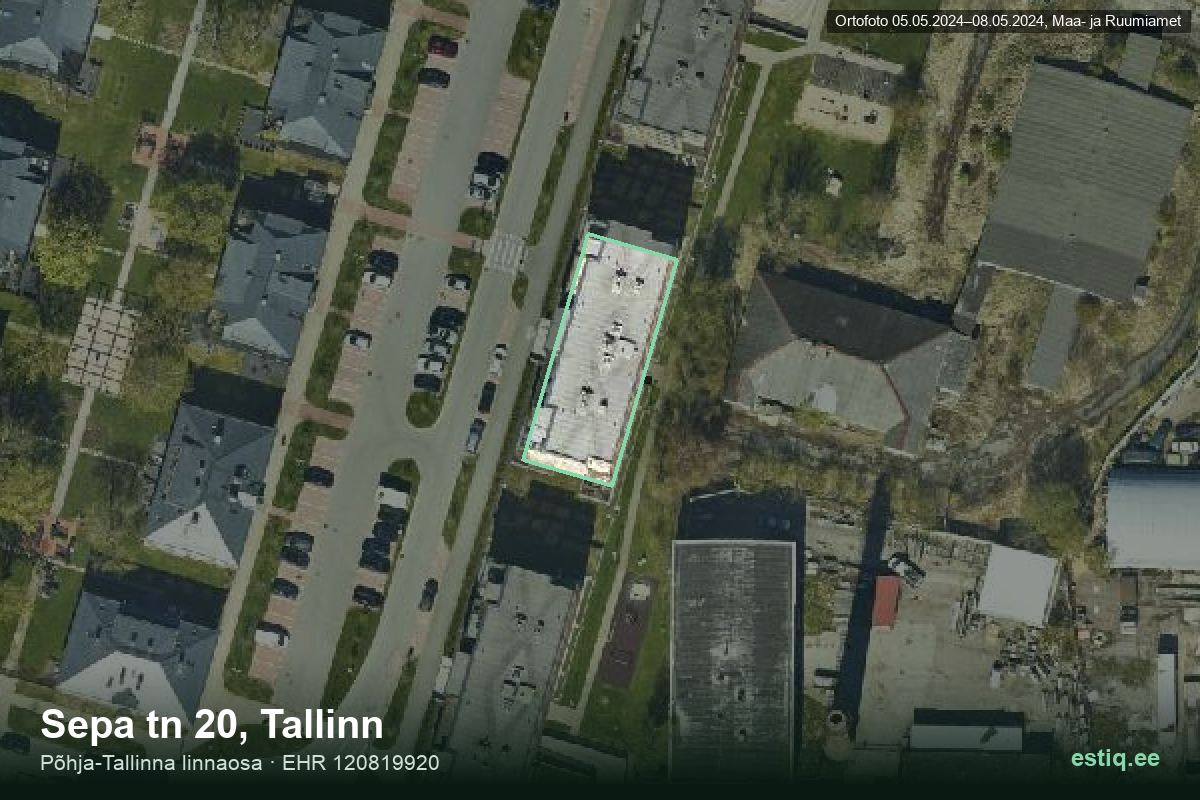 Sepa tänav 20, Tallinn – aerial photo of the building, outline from the Building Register (EHR)