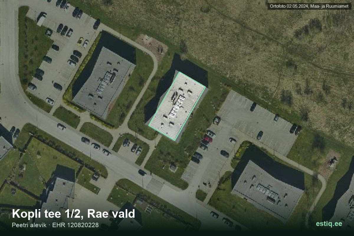 Kopli tee 1/2, Rae – hoone aerofoto, kontuur ehitisregistri (EHR) andmetest
