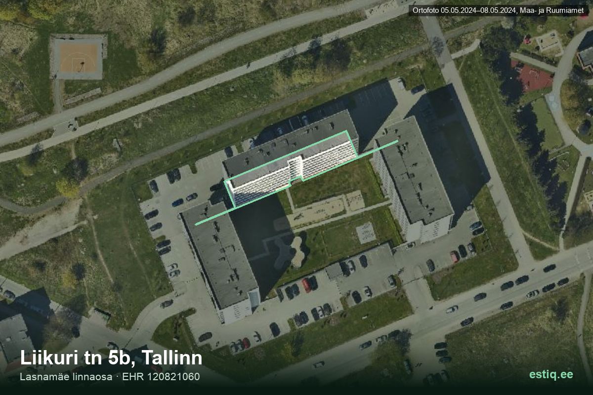 Liikuri tänav 5b, Tallinn – hoone aerofoto, kontuur ehitisregistri (EHR) andmetest