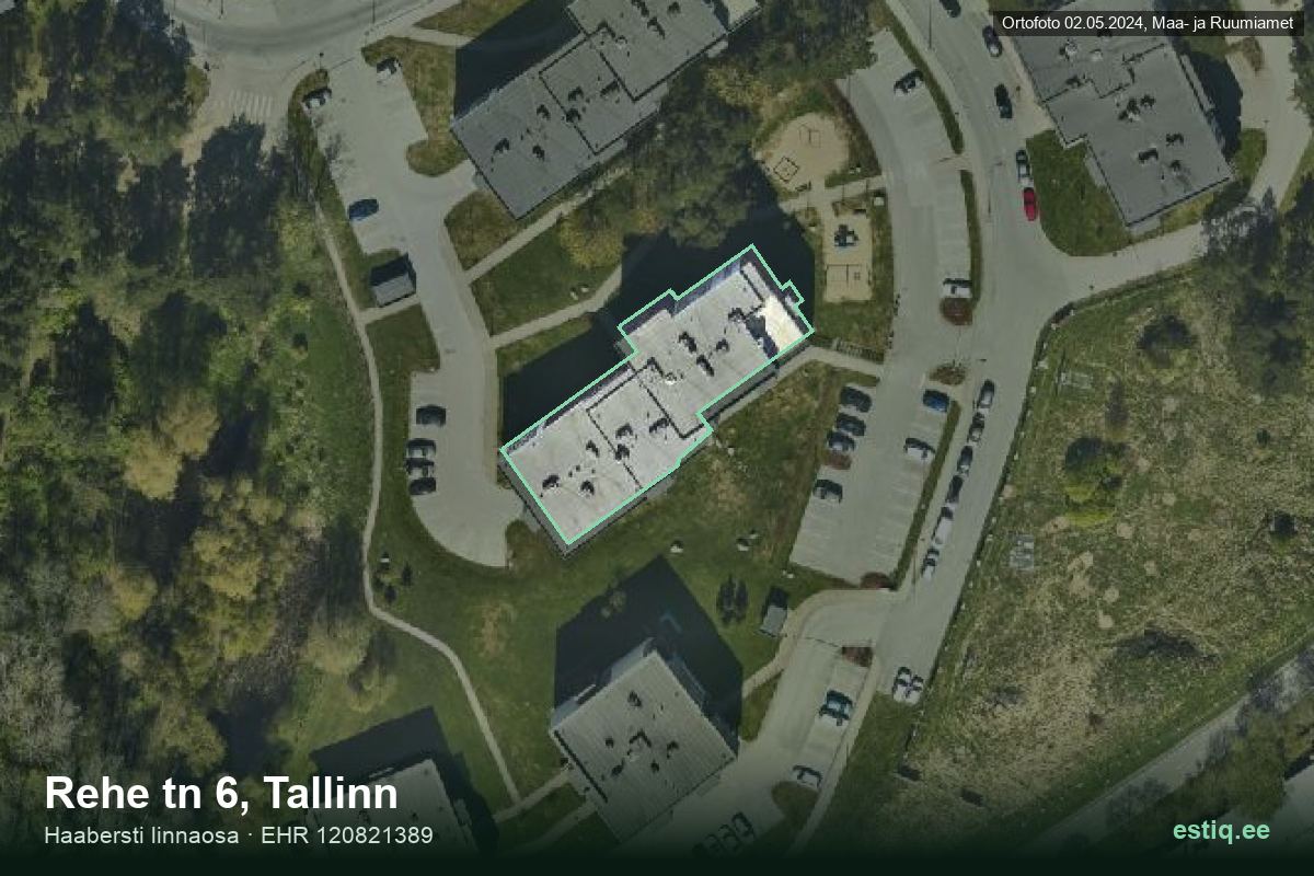 Rehe tänav 6, Tallinn – hoone aerofoto, kontuur ehitisregistri (EHR) andmetest