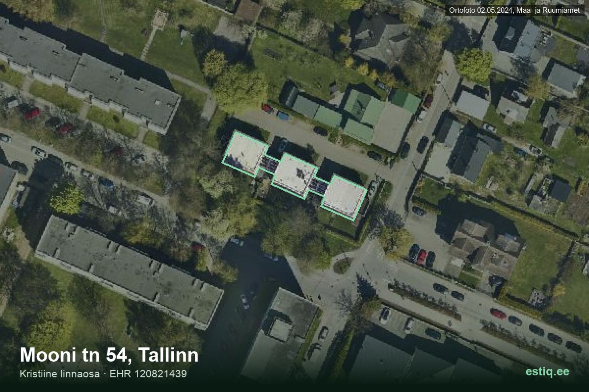 Mooni tänav 54, Tallinn – aerial photo of the building, outline from the Building Register (EHR)