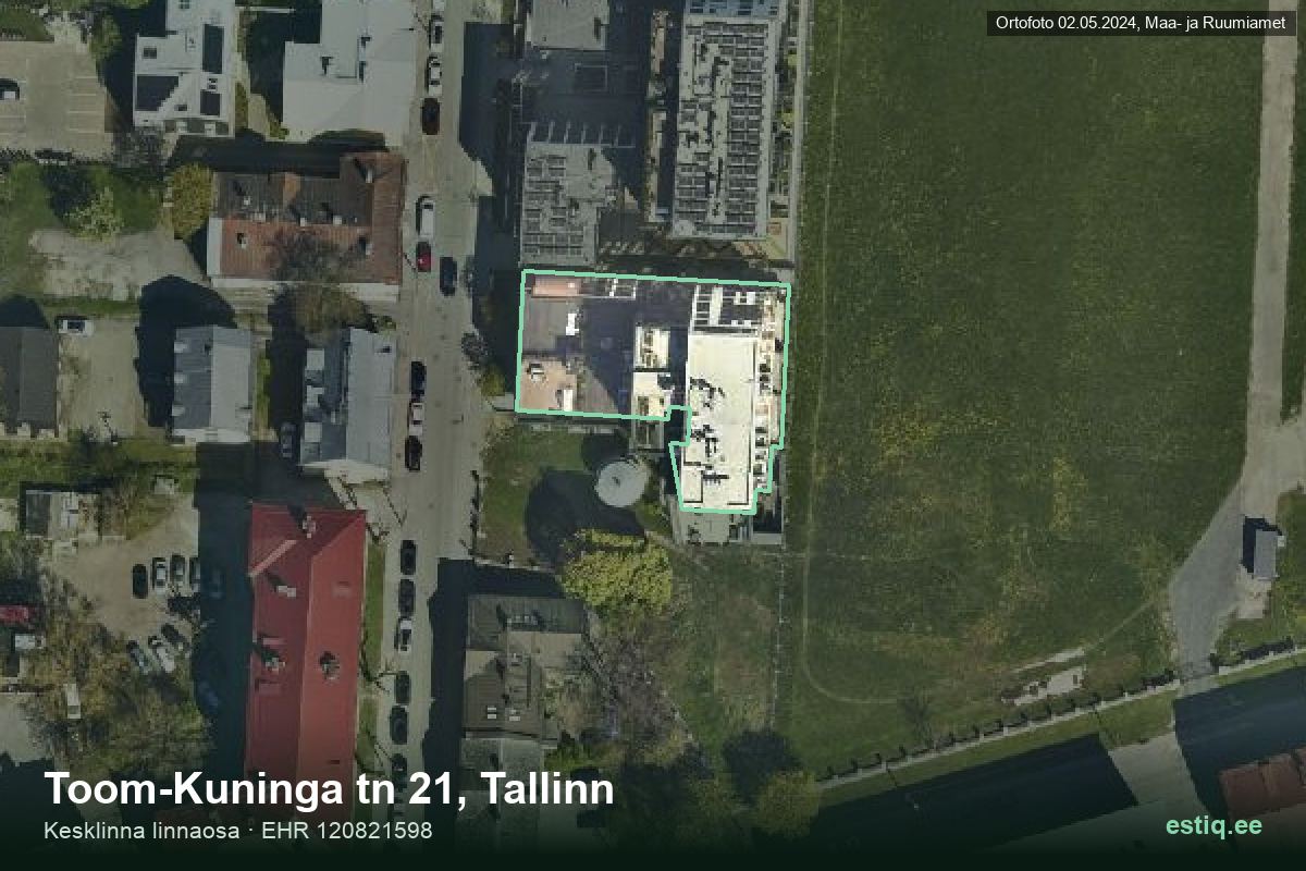 Toom-Kuninga tänav 21, Tallinn – hoone aerofoto, kontuur ehitisregistri (EHR) andmetest