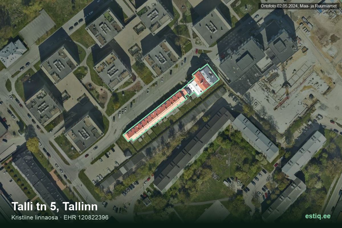 Talli tänav 5, Tallinn – aerial photo of the building, outline from the Building Register (EHR)