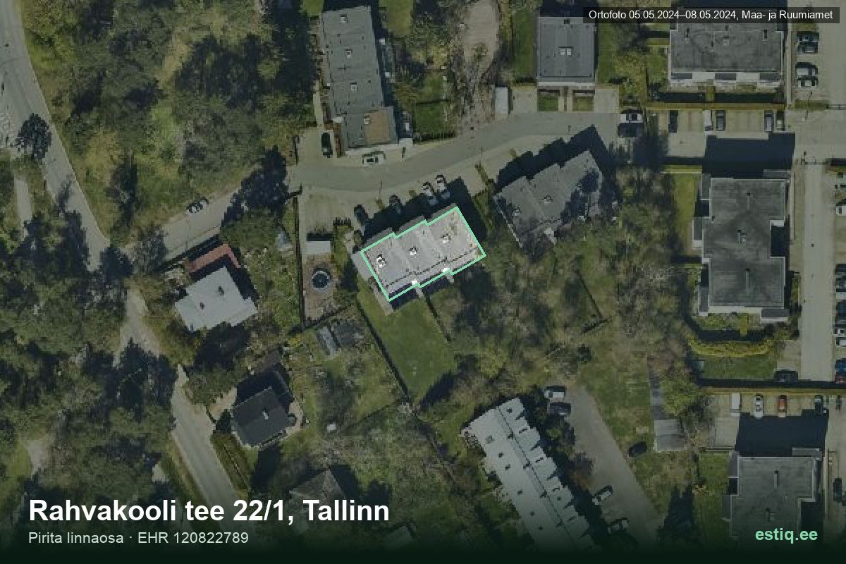Rahvakooli tee 22/1, Tallinn – ilmakuva rakennuksesta, ääriviiva rakennusrekisteristä (EHR)