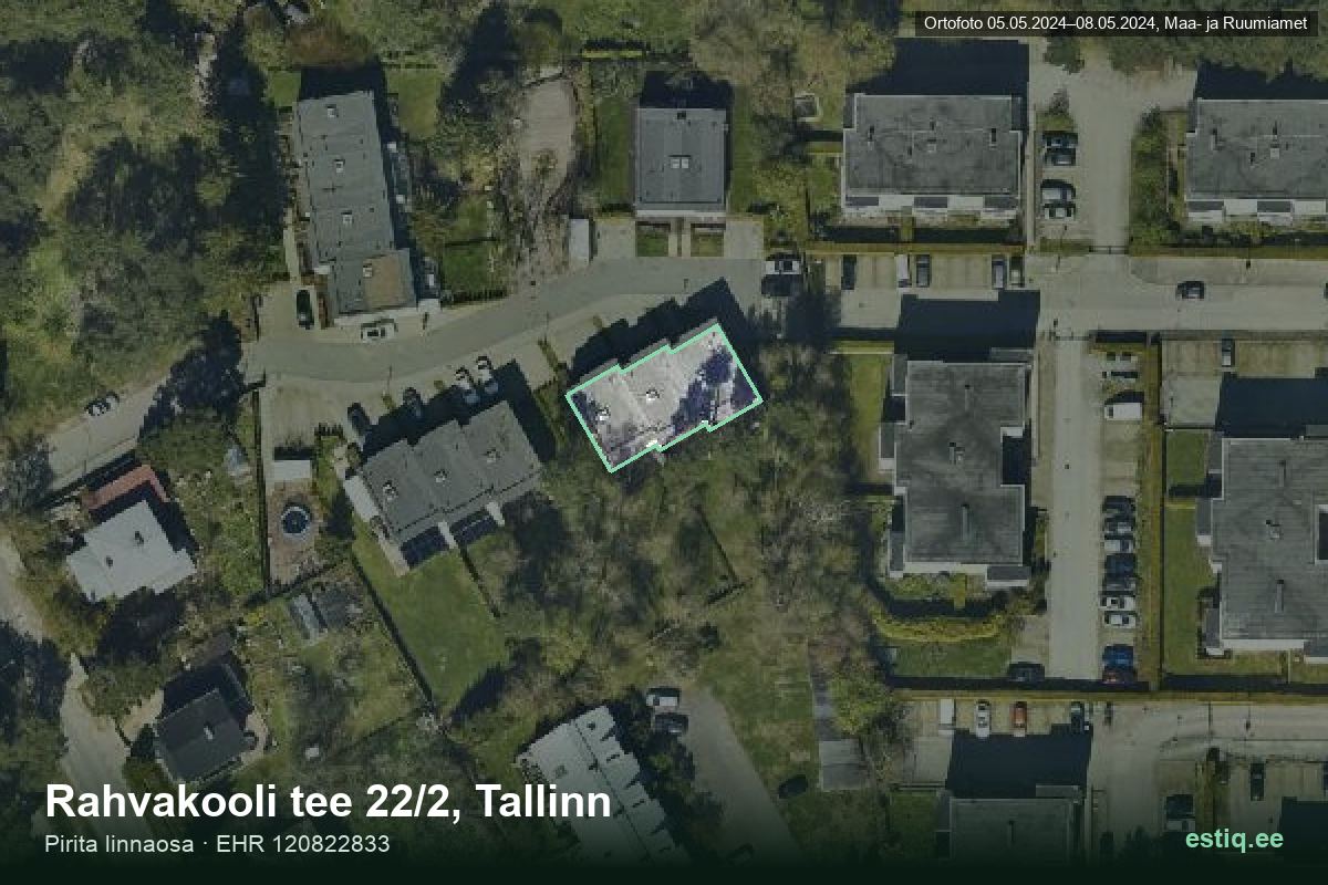 Rahvakooli tee 22/2, Tallinn – hoone aerofoto, kontuur ehitisregistri (EHR) andmetest