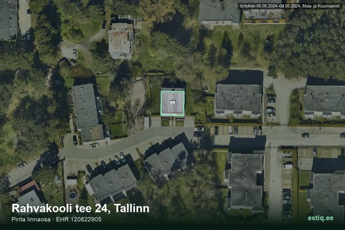 Rahvakooli tee 24, Tallinn – hoone aerofoto, kontuur ehitisregistri (EHR) andmetest