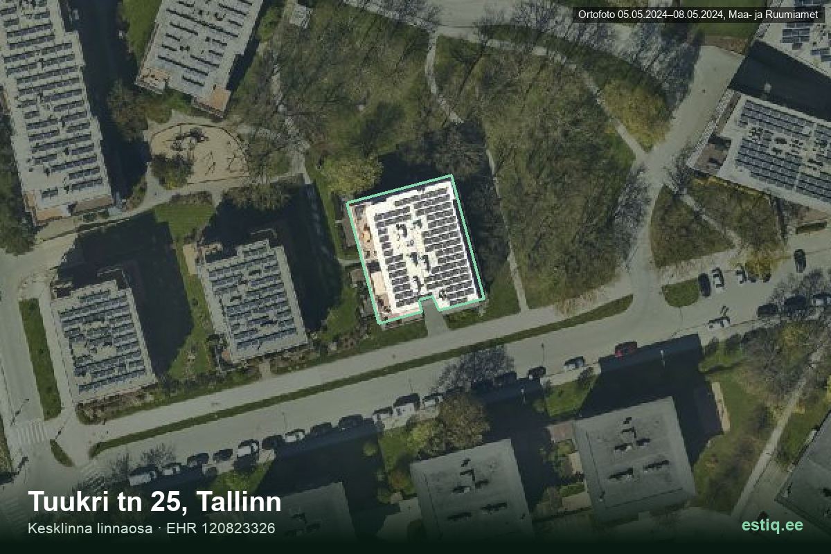 Tuukri tänav 25, Tallinn – hoone aerofoto, kontuur ehitisregistri (EHR) andmetest