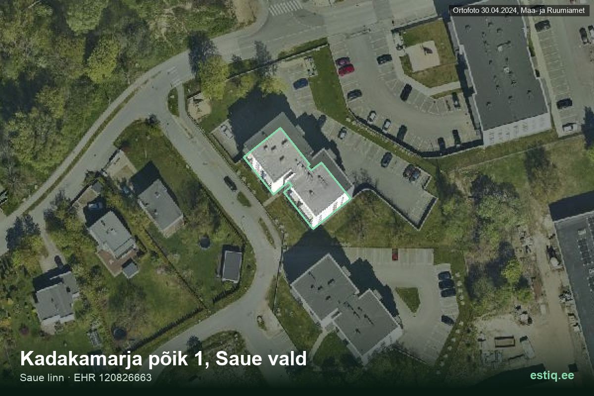 Kadakamarja põik 1, Saue – hoone aerofoto, kontuur ehitisregistri (EHR) andmetest
