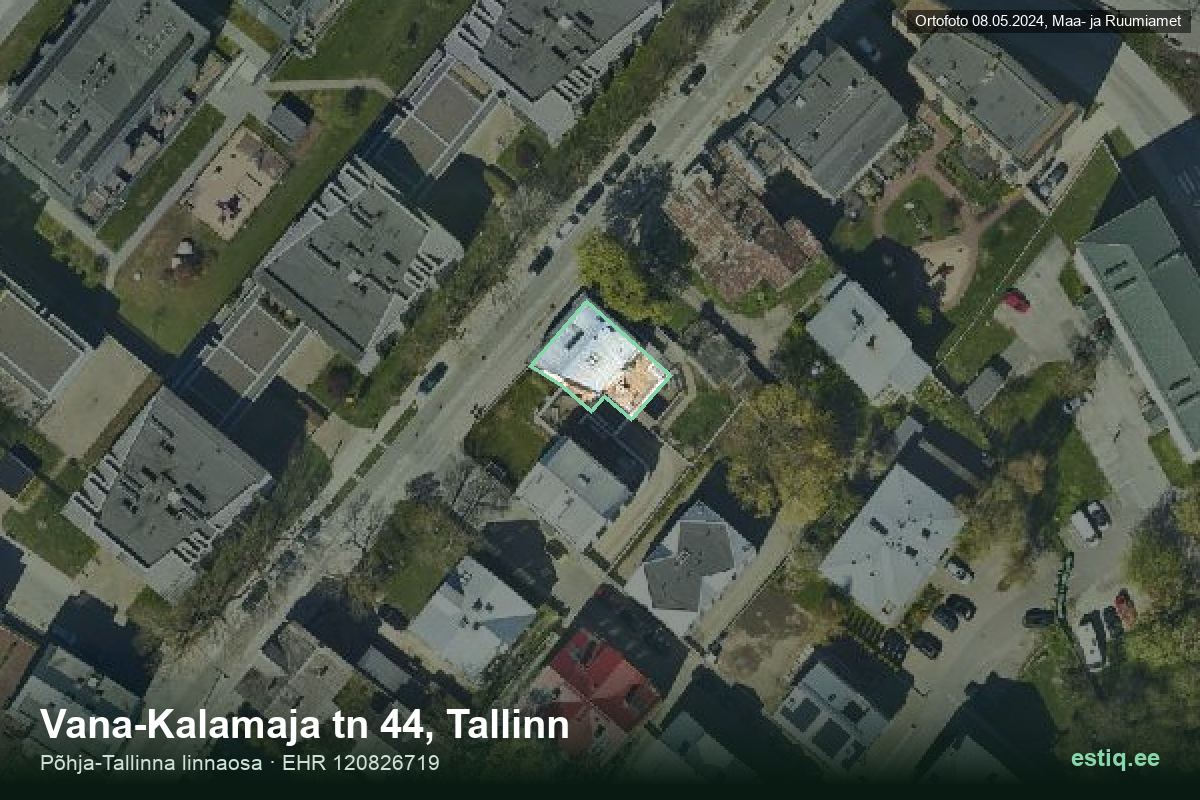 Vana-Kalamaja 44, Tallinn – hoone aerofoto, kontuur ehitisregistri (EHR) andmetest