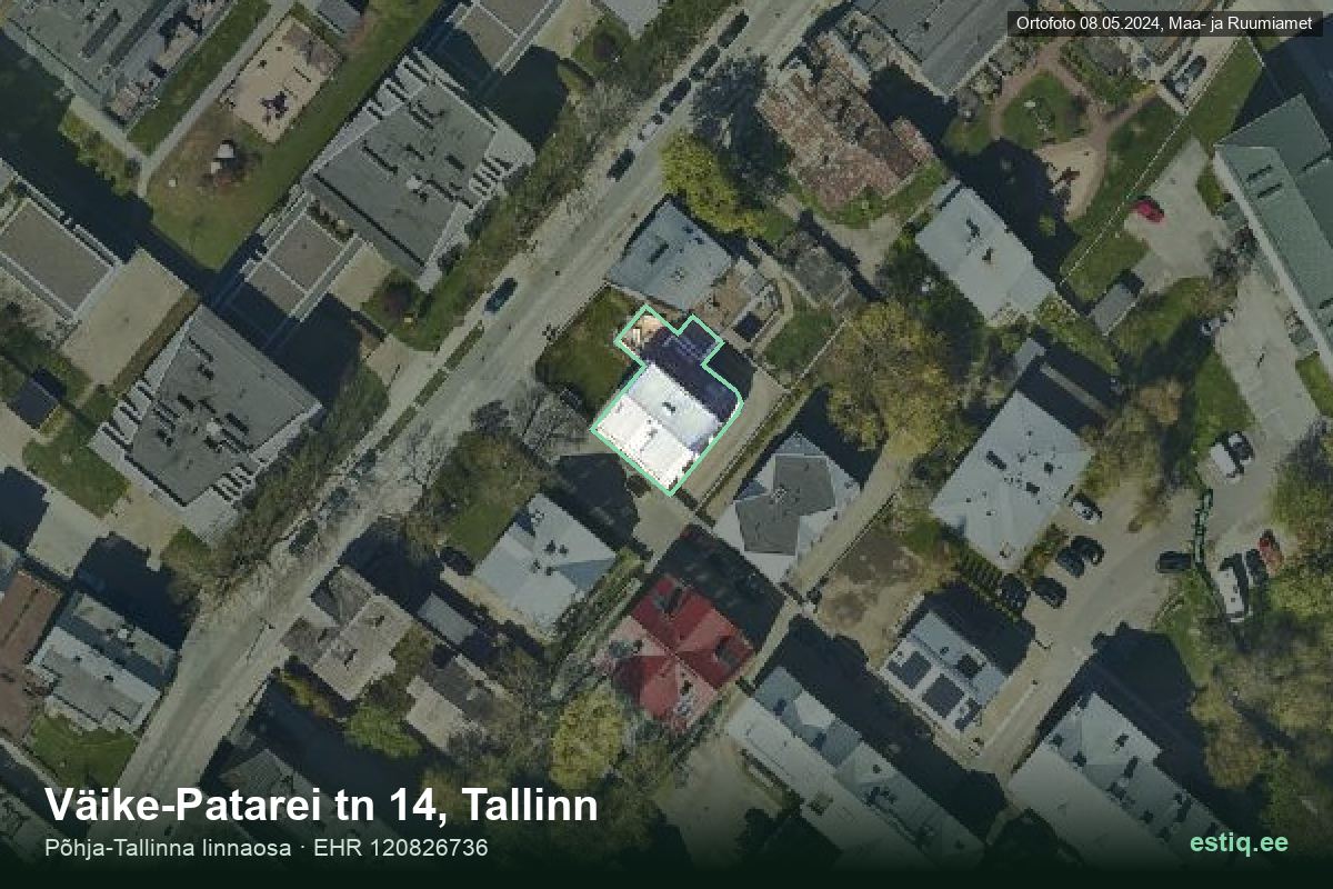 Väike-Patarei tänav 14, Tallinn – aerial photo of the building, outline from the Building Register (EHR)