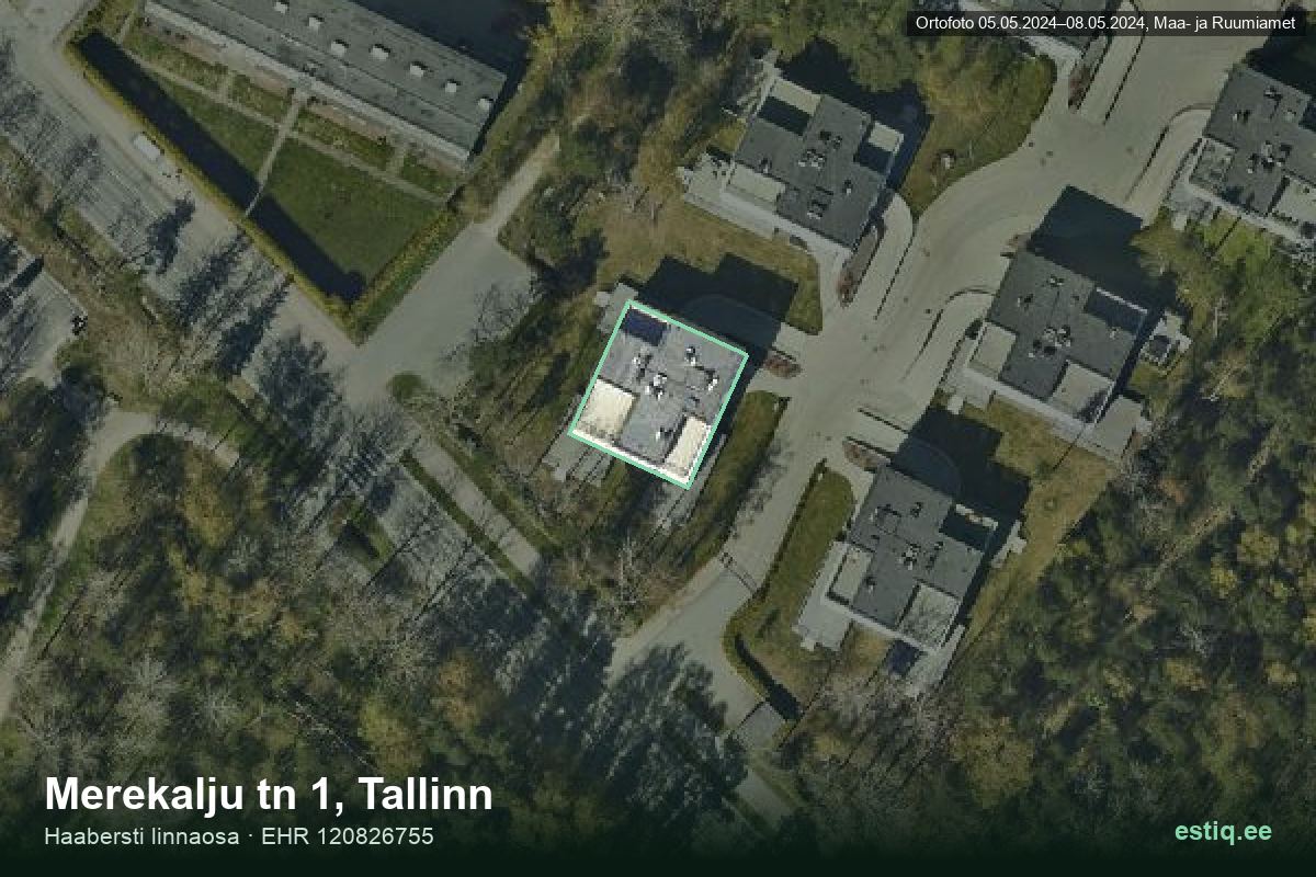 Merekalju tänav 1, Tallinn – hoone aerofoto, kontuur ehitisregistri (EHR) andmetest