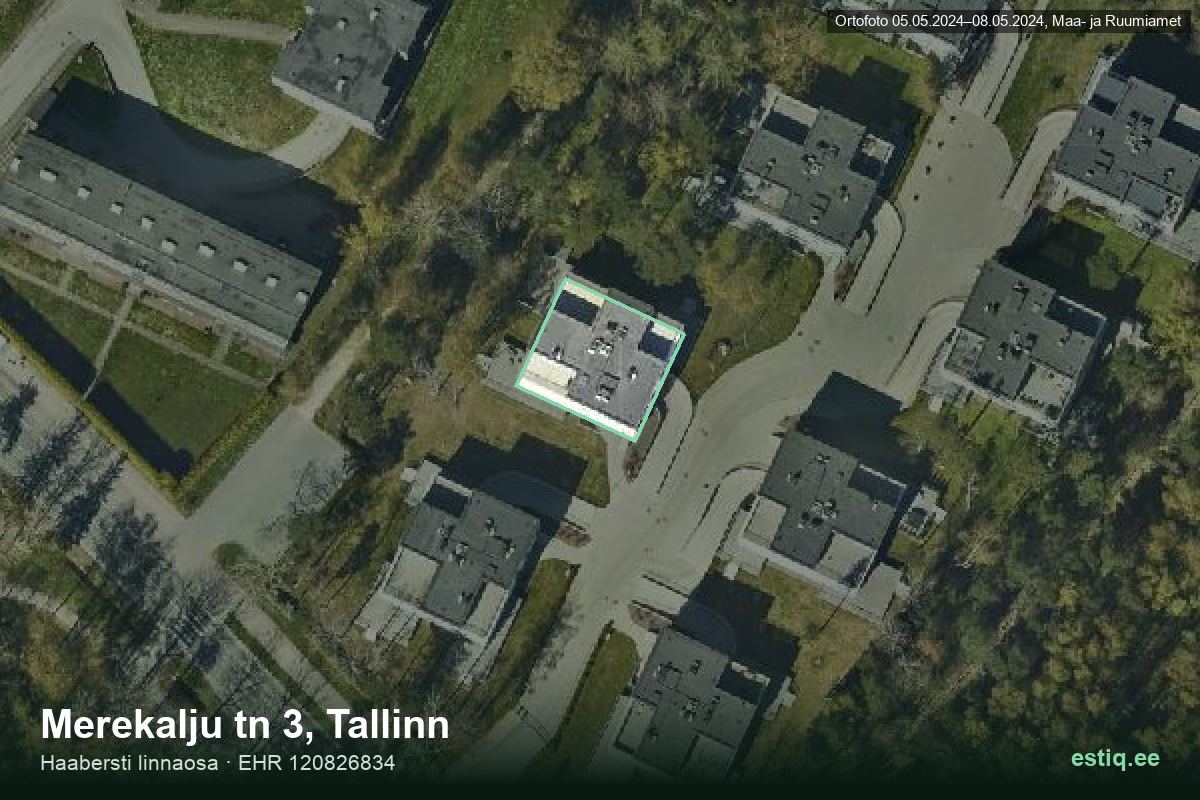 Merekalju tänav 3, Tallinn – hoone aerofoto, kontuur ehitisregistri (EHR) andmetest