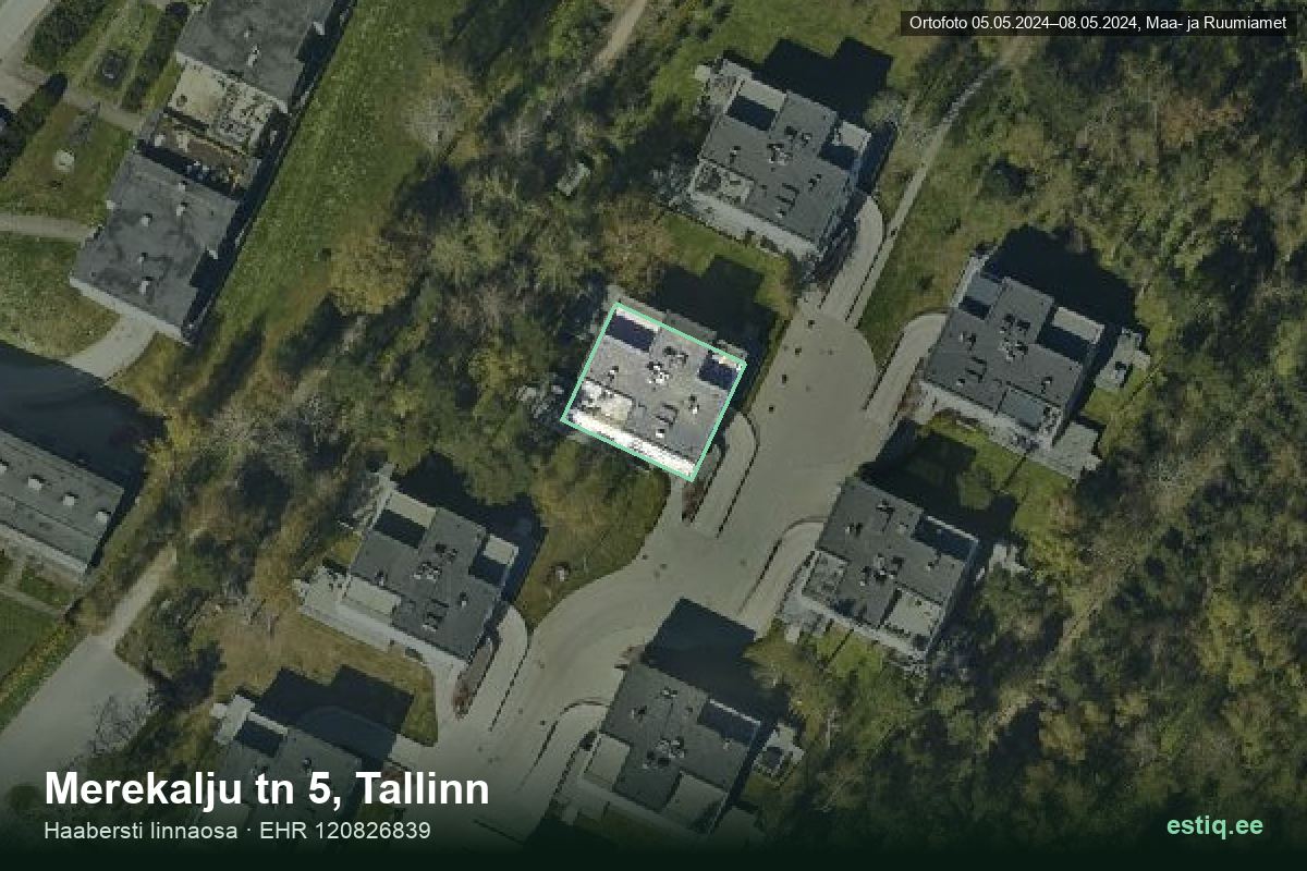 Merekalju tänav 5, Tallinn – ilmakuva rakennuksesta, ääriviiva rakennusrekisteristä (EHR)