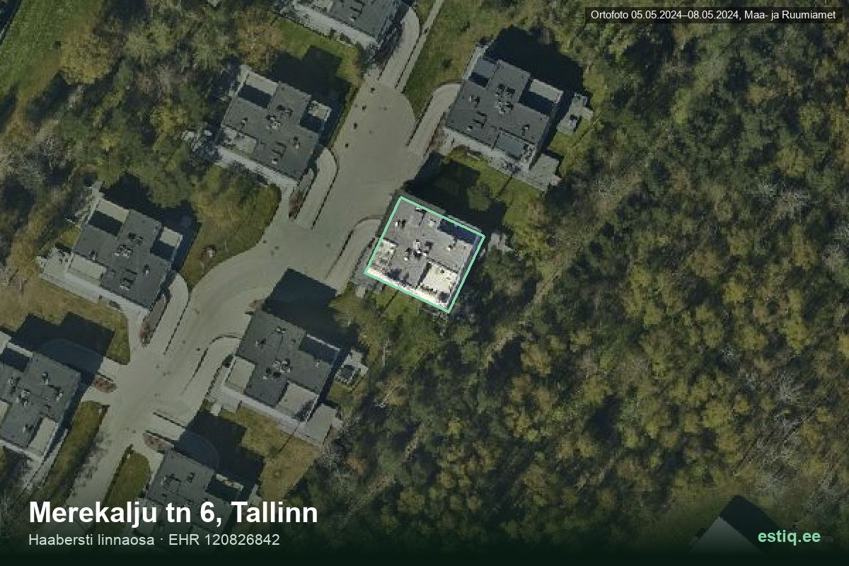 Merekalju tänav 6, Tallinn – ilmakuva rakennuksesta, ääriviiva rakennusrekisteristä (EHR)