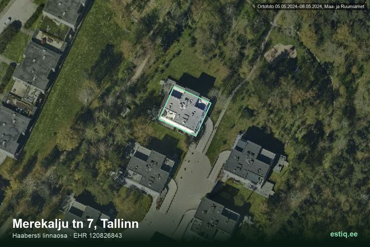 Merekalju tänav 7, Tallinn – ilmakuva rakennuksesta, ääriviiva rakennusrekisteristä (EHR)