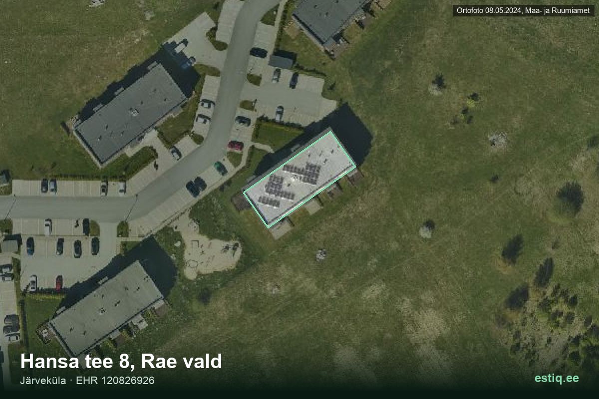 Hansa tee 8, Rae – hoone aerofoto, kontuur ehitisregistri (EHR) andmetest