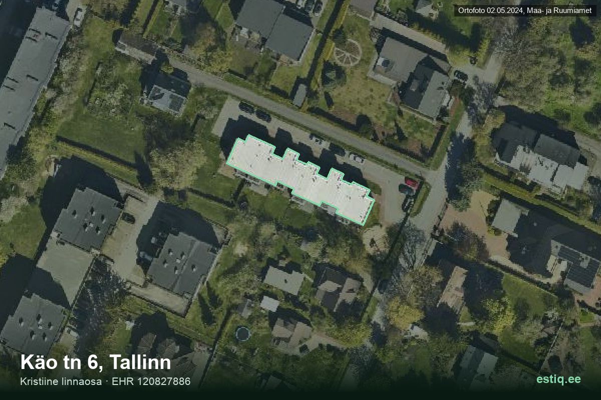 Käo tänav 6, Tallinn – аэрофото дома, контур по данным регистра строений (EHR)