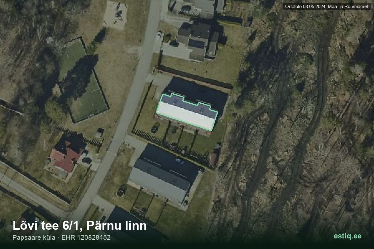 Lõvi tee 6/1, Pärnu – hoone aerofoto, kontuur ehitisregistri (EHR) andmetest