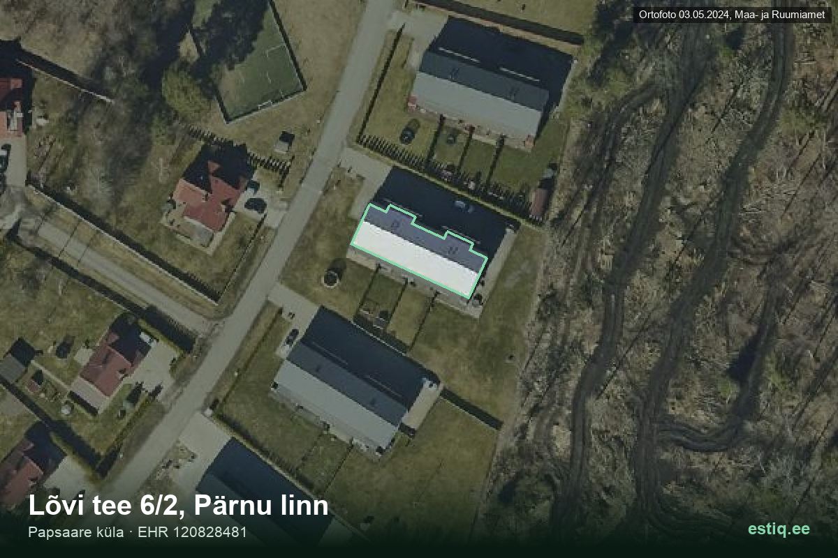Lõvi tee 6/2, Pärnu – aerial photo of the building, outline from the Building Register (EHR)