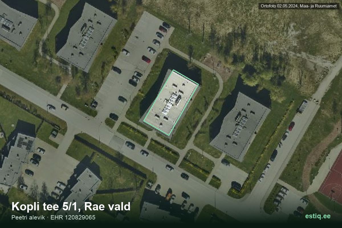 Kopli tee 5/1, Rae – aerial photo of the building, outline from the Building Register (EHR)