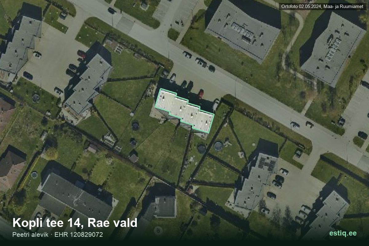 Kopli tee 14, Rae – hoone aerofoto, kontuur ehitisregistri (EHR) andmetest