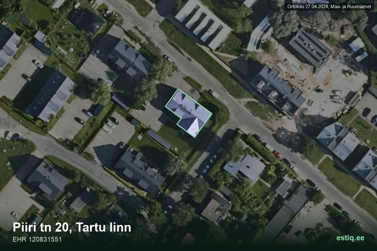 Piiri tänav 20, Tartu – aerial photo of the building, outline from the Building Register (EHR)