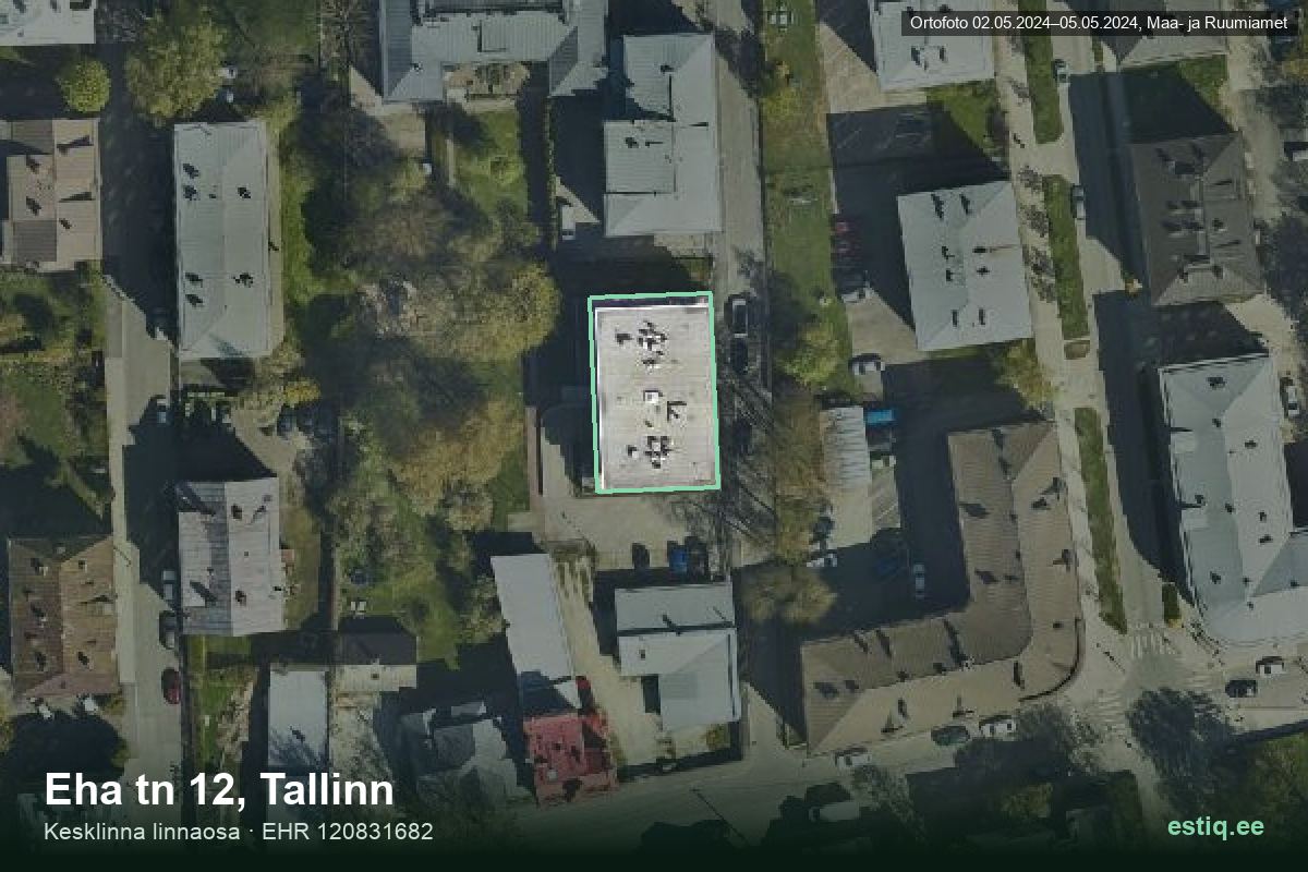 Eha tänav 12, Tallinn – аэрофото дома, контур по данным регистра строений (EHR)