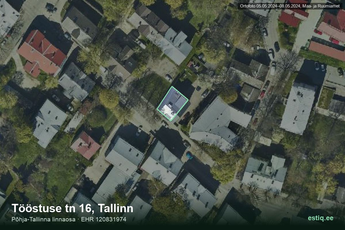 Tööstuse tänav 16, Tallinn – hoone aerofoto, kontuur ehitisregistri (EHR) andmetest